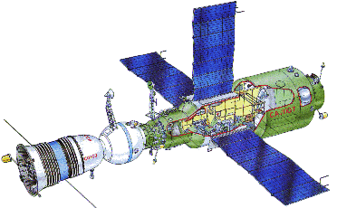 technical drawing of the Salyut 4 spacecraft