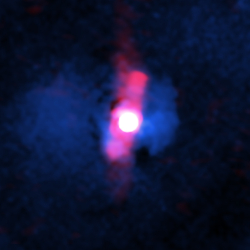 Composite X-ray, and radio image of quasar H1821+643