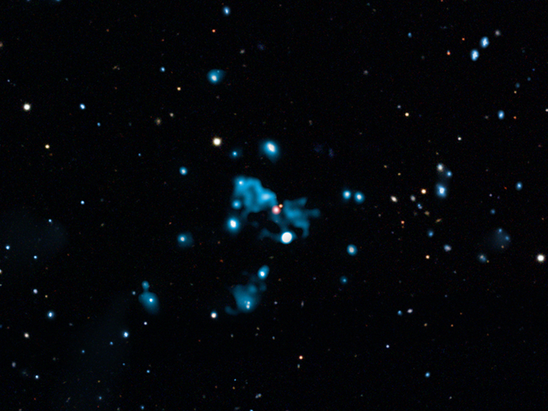 Chandra and radio image of HDF 130, showing X-ray afterglow of BH eruption