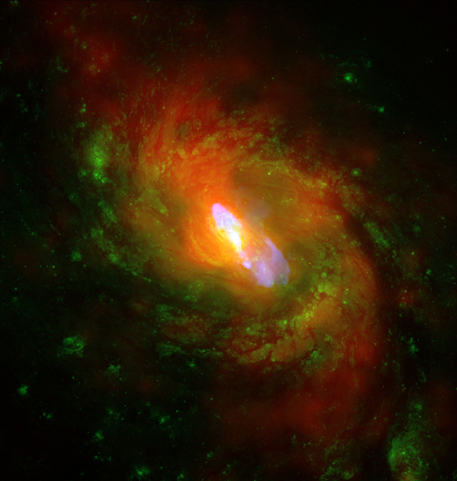 X-ray, optical and radio composite image of NGC 1068
