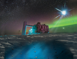 Illustration of the IceCube Neutrion Observatory in Antarctica