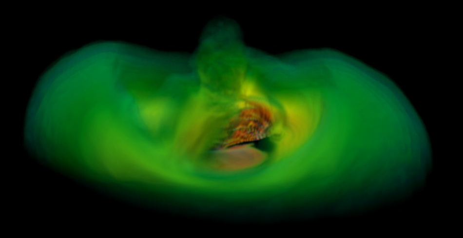 Simulation of merging, accreting black holes