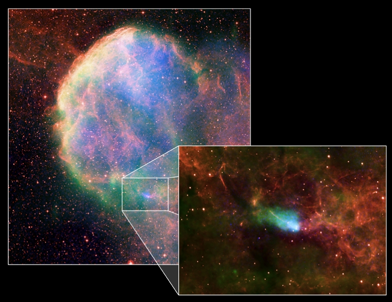 Composite Image of IC 443 and NS wake