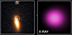 Optical and X-ray image of an extragalactic, off-center supermassive black hole hyperluminous X-ray source