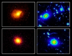 montage of X-ray and optical images of clusters