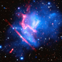 A multi-wavelength false-color view of MACS J0717, one of the galaxy clusters in the Frontier Fields Project