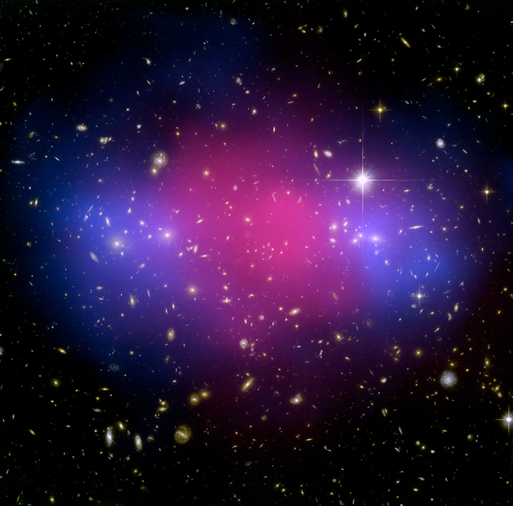 Hubble and Chandra Image of colliding cluster