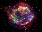 Chandra, HST and Spitzer composite of Cas A SNR