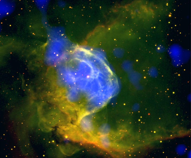X-ray and optical composite image of the Thor's Helmet nebula (NGC 2359)