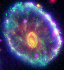 Multi-wavelength composite of the Cartwheel galaxy