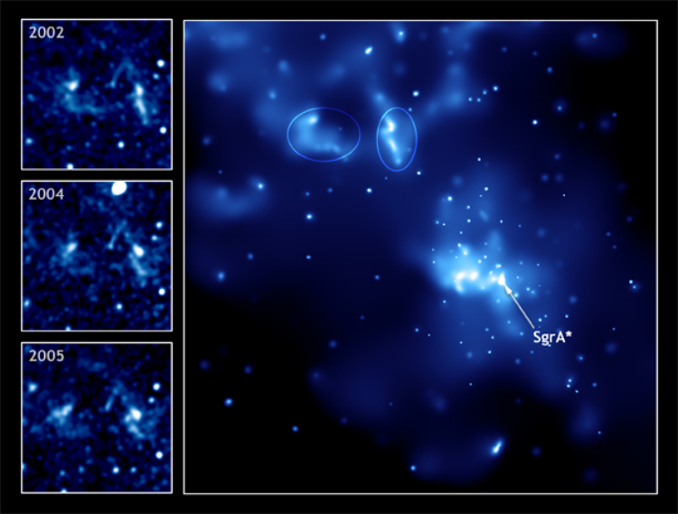 Chandra image of light echoes near galactic center
