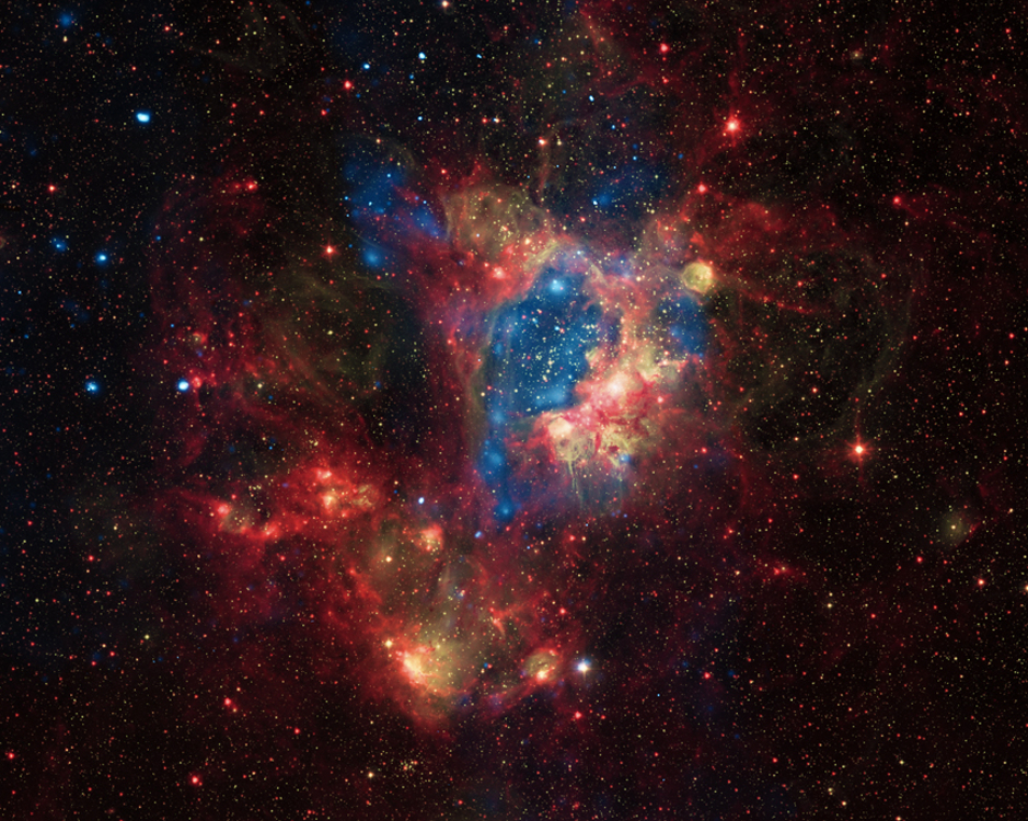 composite image shows a superbubble in the Large Magellanic Cloud (LMC)