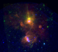 Spitzer and XMM-Newton image of the massive star forming complex ON2