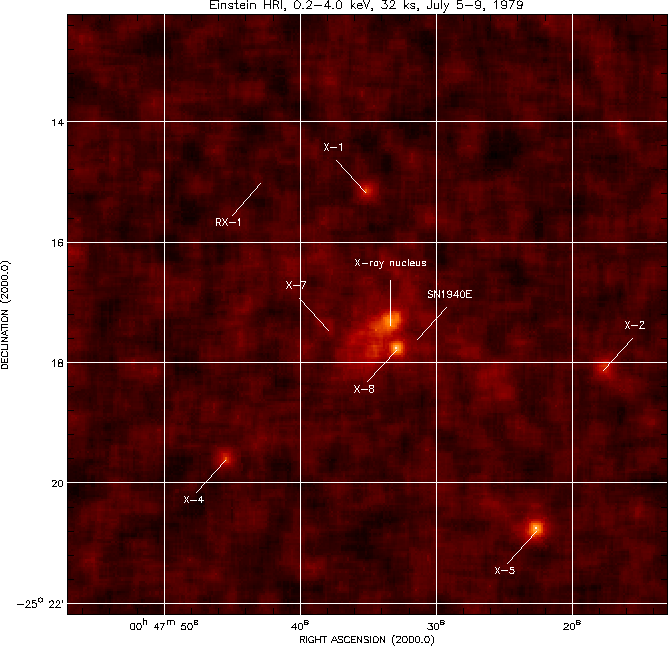 Einstein HRI Image of NGC 253