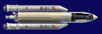 Cutaway view of the Ariane launcher