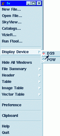 screen capture of selection of display device