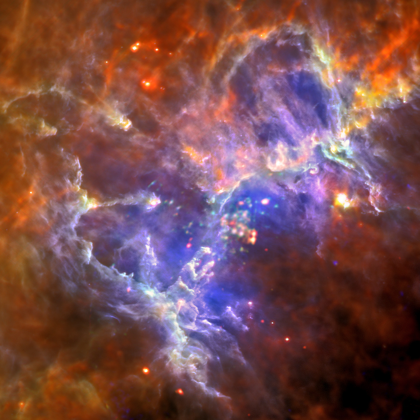 ESA: A Stunning New View of the Eagle Nebula, Courtesy of XMM-Newton and Herschel