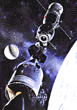 artist concept of Apollo-Soyuz docking