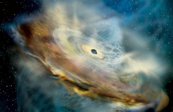 Artist impression of a changing accretion disk around a supermassive black hole