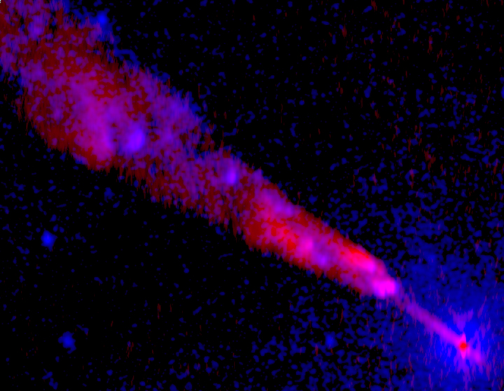 Chandra view of a powerful jet from Cen A, blowing by New England