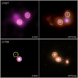X-ray and optical images of merging galaxies