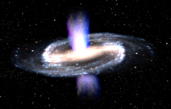 Artistic rendition of a superwind from the center of a spiral galaxy