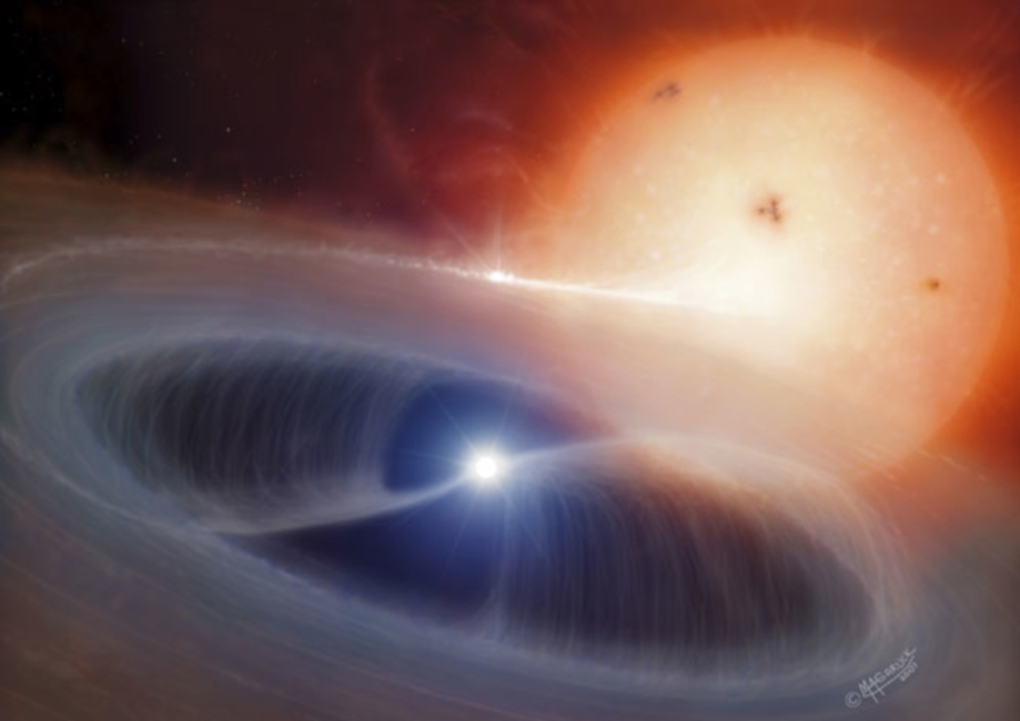 Artist interpretation of an accreting intermediate polar binary system