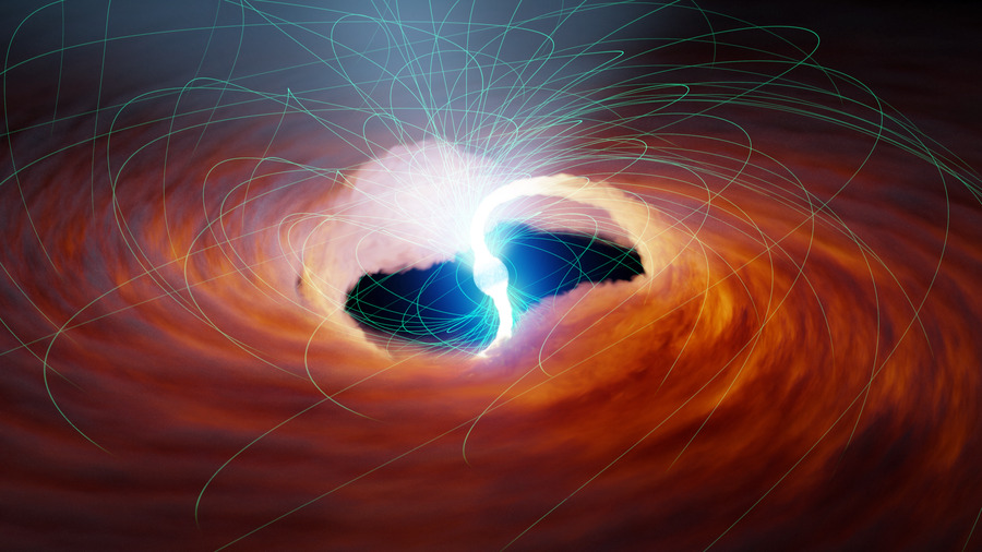 Artist conception of an ultra-luminous X-ray source and its magnetic field lines