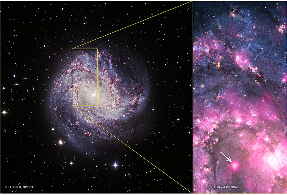Composite 
image showing ULX in M83