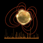 Artist's impression of a magnetar and an XMM X-ray lightcurve of the outburst
