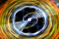 Artist impression shows the top view of an accreting milisecond pulsar
