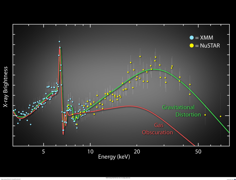 XMM Newton and NuSTAR spectrum of rotating black hole