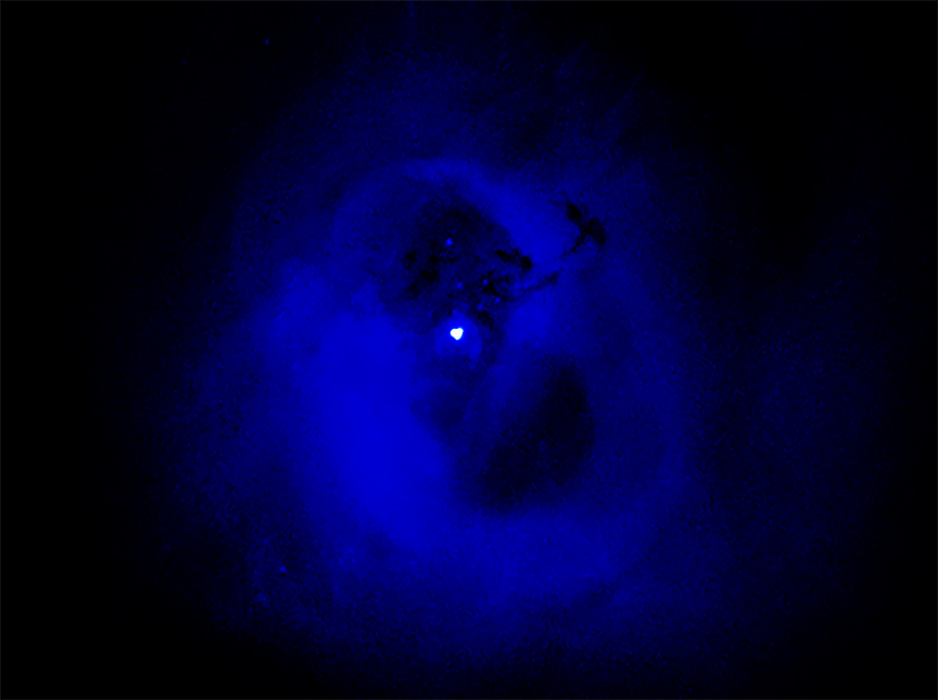 Chandra X-ray image of the Perseus Cluster and the central supermassive black hole