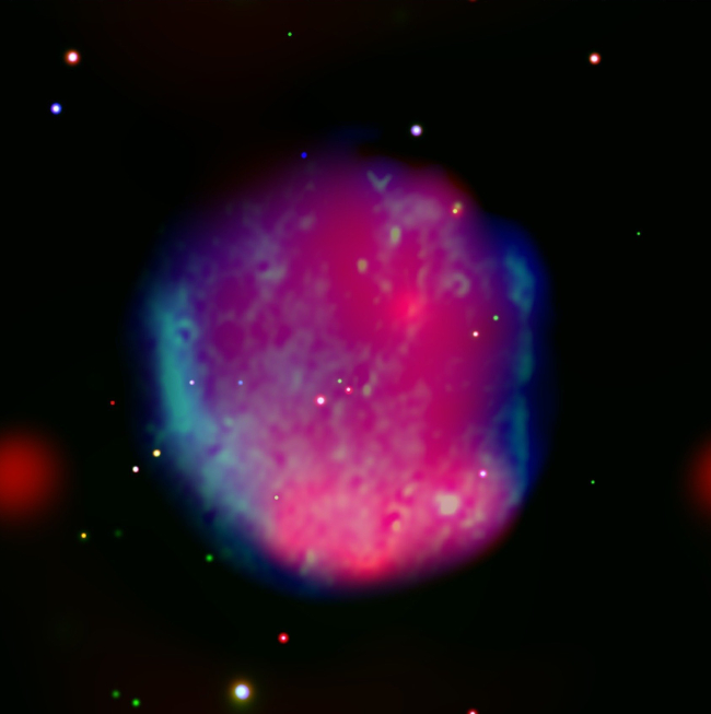eROSITA X-ray and CHIPASS and SPASS radio survey image of the Hoinga supernova remnant