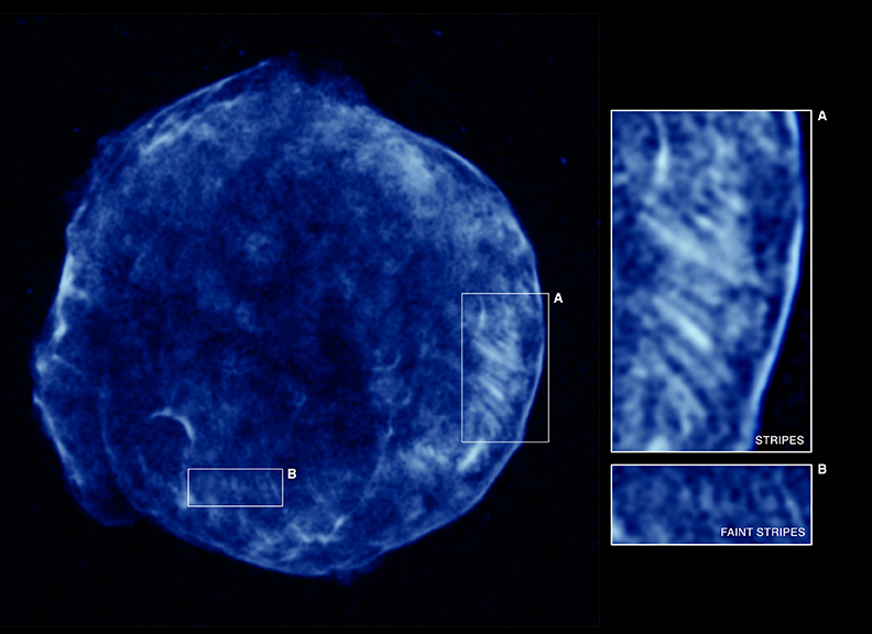 Chandra resolves stripes in Tycho SNR