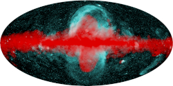 Gamma-ray (red) and X-ray (blue) image of the Milky Way