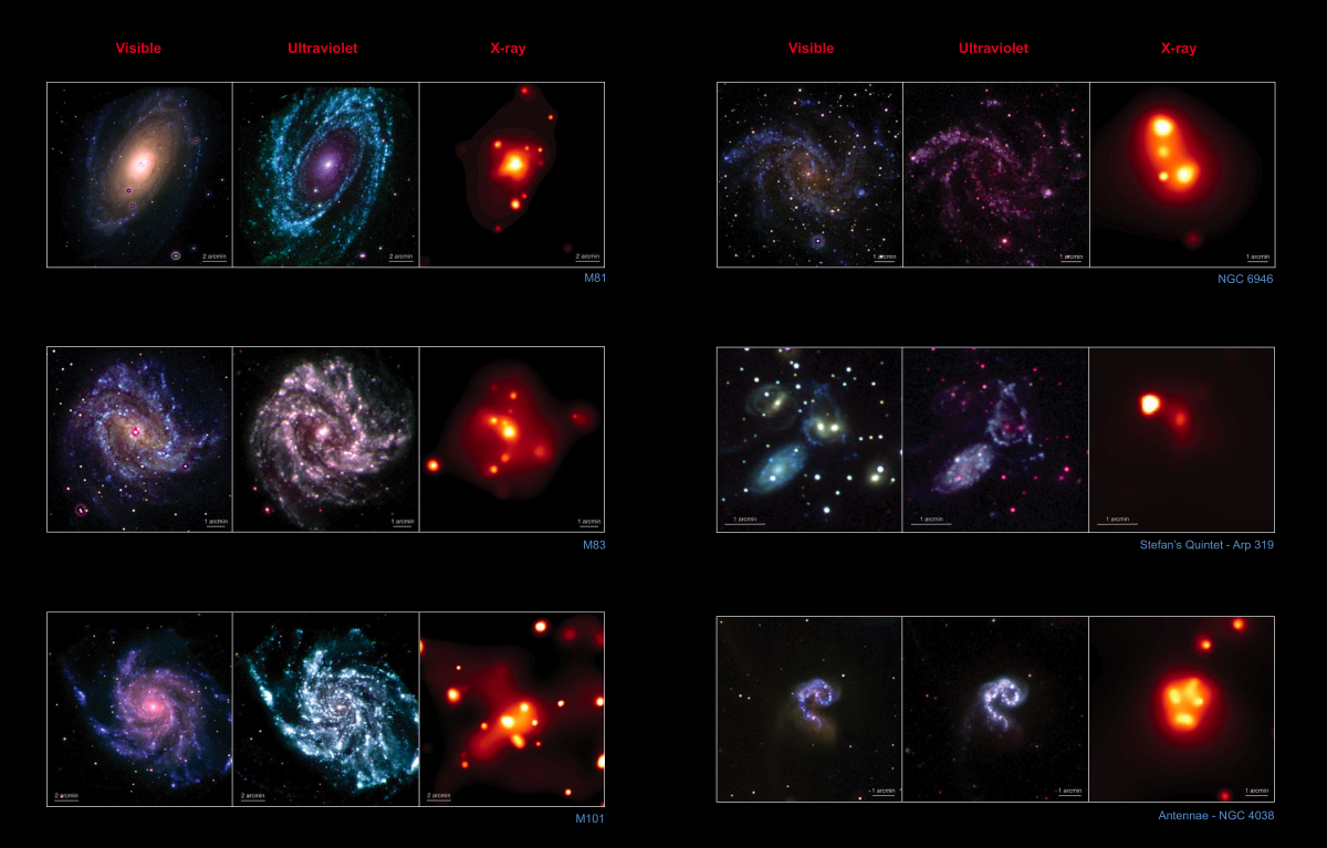 Optical and Swift UV/X-ray images of galaxies