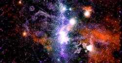 Chandra X-ray and MeerKAT radio image of a 1000 by 2000 lightyear region around the center of the Milky Way