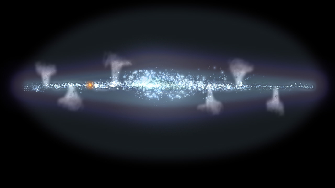 Artist rendition of galactic fountains in the Milky Way