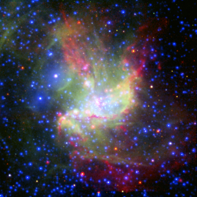 X-ray, optical and IR image of NGC 346