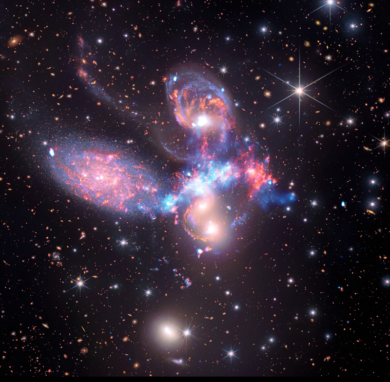 JWST infrared and Chandra X-ray composite image of Stephan's Quintet