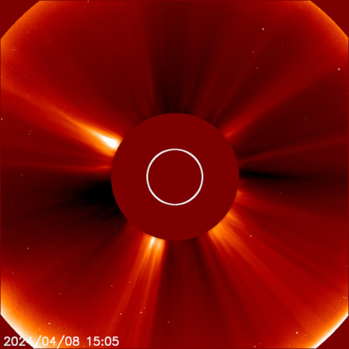 The state of the solar corona, as seen by SOHO, April, 8, 2024, prior to the total solar eclipse