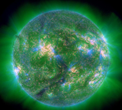 SDO 3-color soft X-ray image of the Sun, July 24 2023