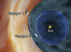 Illustration of Voyager 2 leaving the solar system