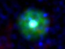 False color XMM X-ray image of J005311, the result of a merger of two white dwarfs star