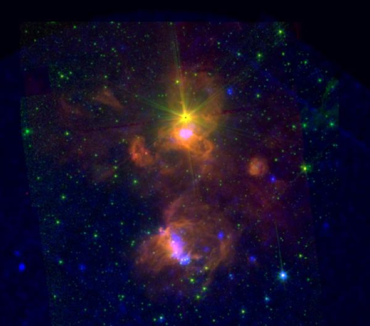 Spitzer IR and XMM X-ray image of star forming region Berkley 87