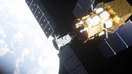 Illustration of the LINK spacecraft boosting Swift