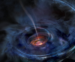 Illustration of a temporary accretion disk formed when a black hole devours a star