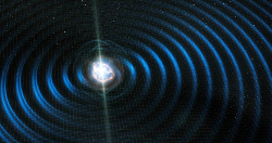 Illustration of gravitational waves from a neutron star binary merger