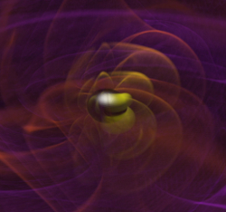 Simulation of gravitational waveforms produced by a merging black hole binary system